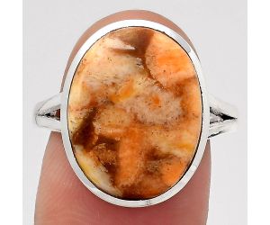 Natural Coral Jasper Ring size-8.5 SDR139655 R-1005, 13x17 mm