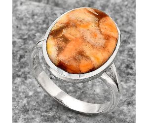 Natural Coral Jasper Ring size-8.5 SDR139655 R-1005, 13x17 mm