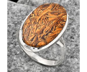 Coquina Fossil Jasper - India Ring size-8.5 SDR139702 R-1005, 14x24 mm