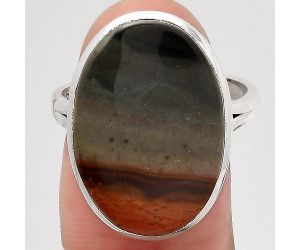 Natural Polygram Jasper Ring size-8.5 SDR139710 R-1005, 15x21 mm