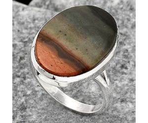 Natural Polygram Jasper Ring size-8.5 SDR139710 R-1005, 15x21 mm