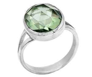 Faceted Lab Created Prasiolite Ring size-7.5 SDR139741 R-1005, 12x14 mm