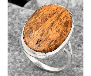 Natural Coquina Fossil Jasper - India Ring size-9 SDR139770 R-1005, 16x24 mm