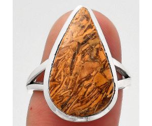 Natural Coquina Fossil Jasper - India Ring size-7 SDR139810 R-1005, 12x20 mm