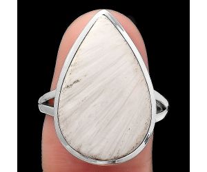 Natural White Scolecite Ring size-8 SDR139954 R-1005, 14x22 mm