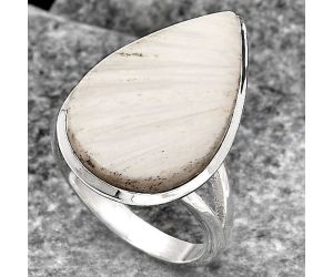 Natural White Scolecite Ring size-8 SDR139954 R-1005, 14x22 mm