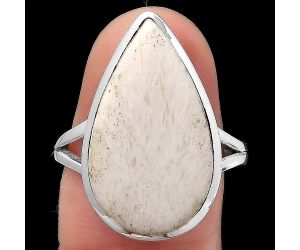 Natural White Scolecite Ring size-8 SDR139955 R-1005, 13x22 mm