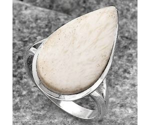 Natural White Scolecite Ring size-8 SDR139955 R-1005, 13x22 mm