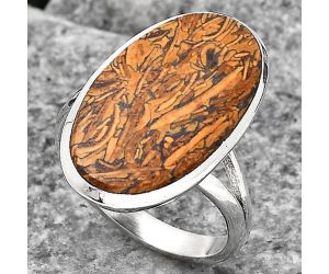 Natural Coquina Fossil Jasper - India Ring size-8 SDR139994 R-1005, 13x23 mm