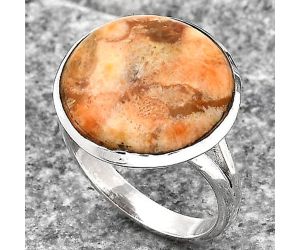 Natural Coral Jasper Ring size-8.5 SDR140000 R-1005, 16x16 mm