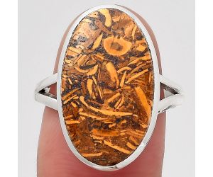 Natural Coquina Fossil Jasper - India Ring size-8 SDR140012 R-1005, 12x21 mm