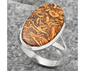 Natural Coquina Fossil Jasper - India Ring size-8 SDR140012 R-1005, 12x21 mm