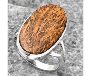 Natural Coquina Fossil Jasper - India Ring size-8 SDR140132 R-1005, 13x23 mm