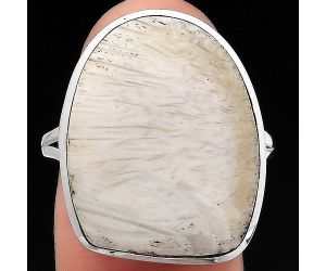 Natural White Scolecite Ring size-9 SDR140195 R-1005, 17x22 mm