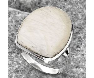 Natural White Scolecite Ring size-9 SDR140195 R-1005, 17x22 mm