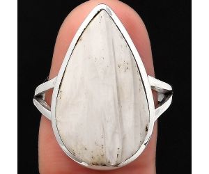 Natural White Scolecite Ring size-7.5 SDR140196 R-1005, 13x22 mm