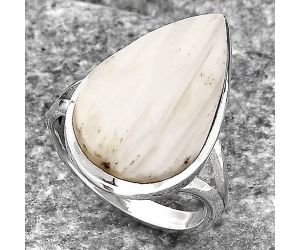 Natural White Scolecite Ring size-7.5 SDR140196 R-1005, 13x22 mm