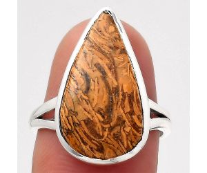 Natural Coquina Fossil Jasper - India Ring size-7 SDR140279 R-1005, 11x20 mm