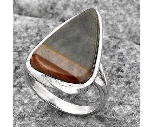 Natural Polygram Jasper Ring size-7 SDR140339 R-1005, 13x21 mm