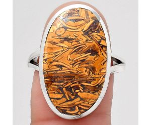 Natural Coquina Fossil Jasper - India Ring size-8 SDR140432 R-1005, 13x22 mm