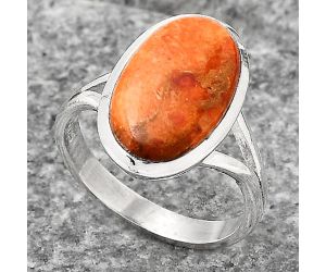 Natural Red Sponge Coral Ring size-7.5 SDR140459 R-1005, 10x16 mm