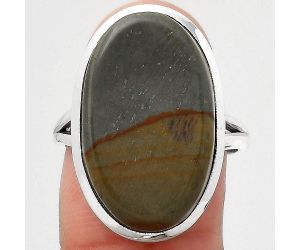 Natural Polygram Jasper Ring size-8 SDR140505 R-1005, 14x22 mm