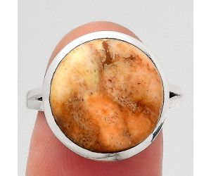 Natural Coral Jasper Ring size-7.5 SDR140527 R-1005, 14x14 mm