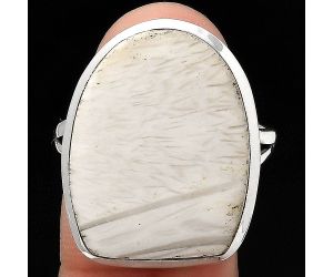 Natural White Scolecite Ring size-9 SDR140548 R-1005, 17x22 mm