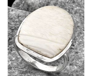 Natural White Scolecite Ring size-9 SDR140548 R-1005, 17x22 mm