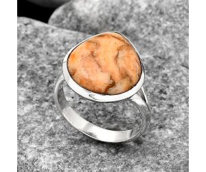 Natural Coral Jasper Ring size-7.5 SDR140587 R-1005, 14x14 mm