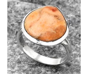 Natural Coral Jasper Ring size-7.5 SDR140594 R-1005, 14x15 mm