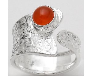 Adjustable - Natural Carnelian Ring size-8 SDR141277 R-1381, 7x7 mm