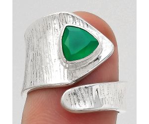 Adjustable - Natural Green Onyx Ring size-7 SDR141313 R-1374, 7x7 mm