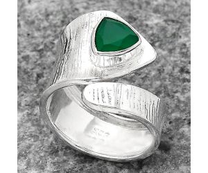 Adjustable - Natural Green Onyx Ring size-7 SDR141313 R-1374, 7x7 mm