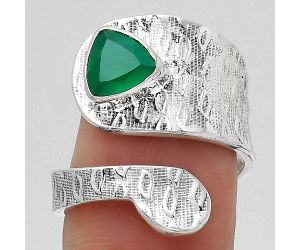 Adjustable - Natural Green Onyx Ring size-7 SDR141362 R-1374, 7x7 mm