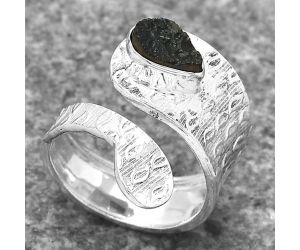 Adjustable - Tektite Rough - Greek Ring size-7 SDR141378 R-1374, 6x8 mm