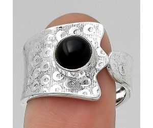 Adjustable - Black Onyx - Brazil Ring size-8 SDR141425 R-1381, 7x7 mm