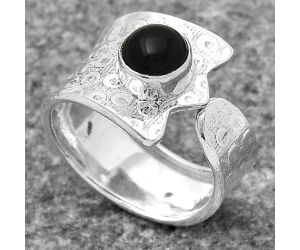 Adjustable - Black Onyx - Brazil Ring size-8 SDR141425 R-1381, 7x7 mm