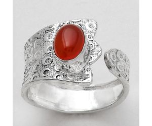 Adjustable - Natural Carnelian Ring size-8 SDR141429 R-1381, 6x8 mm