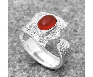 Adjustable - Natural Carnelian Ring size-8 SDR141429 R-1381, 6x8 mm