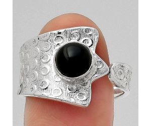 Adjustable - Black Onyx - Brazil Ring size-9.5 SDR141430 R-1381, 7x7 mm