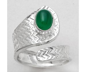 Adjustable - Natural Green Onyx Ring size-7 SDR141554 R-1374, 6x8 mm