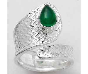 Adjustable - Natural Green Onyx Ring size-6 SDR141559 R-1374, 5x7 mm