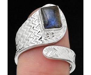 Adjustable - Natural Blue Labradorite Ring size-7 SDR141591 R-1374, 6x8 mm