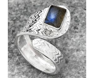 Adjustable - Natural Blue Labradorite Ring size-7 SDR141591 R-1374, 6x8 mm