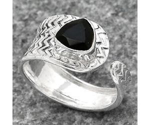 Adjustable - Black Onyx - Brazil Ring size-7.5 SDR141607 R-1381, 7x7 mm