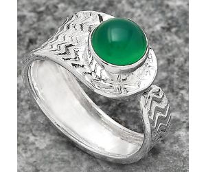 Adjustable - Natural Green Onyx Ring size-7.5 SDR141622 R-1381, 7x7 mm