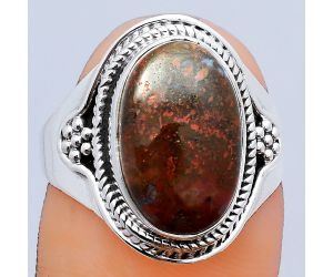 Natural Red Moss Agate Ring size-8 SDR141900 R-1312, 9x14 mm