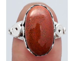 Natural Red Moss Agate Ring size-7.5 SDR142056 R-1315, 11x18 mm