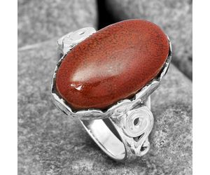 Natural Red Moss Agate Ring size-7.5 SDR142056 R-1315, 11x18 mm